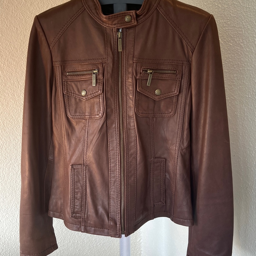 Michael Kors Brown Leather Jacket